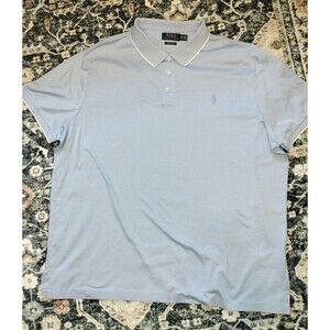 NWOT! Polo Ralph Lauren Tipped Collar Men's Blue Polo Shirt. Custom Slim Fit XXL